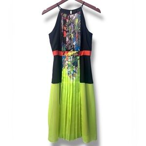 BCBG Vibrant Neon Sahara Multicolor Halter Dress size 2